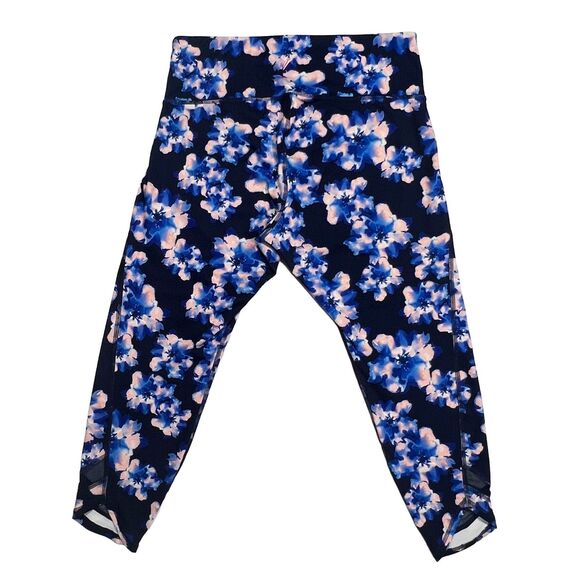 Old Navy Active Workout Leggings Blue Floral Pattern Women's Size XL - Picture 8 of 9
